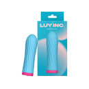 Luv Inc Sk27 Sky Bullet Vibrator Blue packaging and product showing twisted silicone design for compact stimulation.