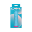 Luv Inc Sk27 Sky Bullet Vibrator Blue packaging with twisted silicone design and vibrant colors.