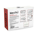 Adam & Eve Peek-a-booty Clear Dual Entry Masturbator box featuring descriptions and features of the product.