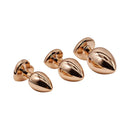 Adam & Eve Rose Gold Pink Heart Anal Plug Training Set features three graduated plugs for beginners.