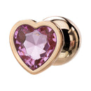 Adam & Eve Rose Gold Pink Heart Anal Plug Training Set featuring a heart-shaped jewel base in pink.