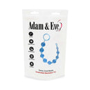 Adam & Eve Sassy Graduated Anal Beads Blue in packaging with product details and features highlighted.
