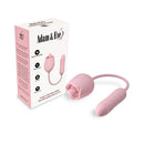 Adam & Eve Thrust & Tickle Rose Dual Vibrator displayed with packaging for enhanced pleasure and stimulation.