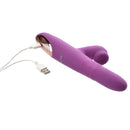 Adam & Eve Rose Gold Revolving Rabbit Vibrator charging with USB cable for ultimate pleasure.