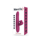 Packaging for Adam & Eve Rose Gold Revolving Rabbit Vibrator featuring spinning mode and thrusting shaft.