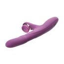 Adam & Eve Rose Gold Tappin' Rabbit Vibrator in purple, featuring curved design and clitoral tapper.
