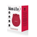 Adam & Eve Eve's Ravishing Suction Rose Clitoral Stimulator in red packaging with details on features.