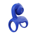 Adam & Eve Snail Vibrating Couples Cage in blue silicone with dual rings for enhanced pleasure.