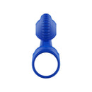 Adam & Eve Snail Vibrating Couples Cage in blue, featuring silicone bands for enhanced support and comfort.