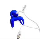Adam & Eve Snail Vibrating Couples Cage in blue silicone with USB charging cable.