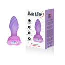 Adam & Eve Rotating Rose Vibrating Anal Plug Periwinkle next to its elegant packaging, showcasing its unique design and features.