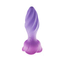 Adam & Eve Rotating Rose Vibrating Anal Plug Periwinkle in periwinkle color with swirled design and jeweled base.