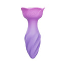 Adam & Eve Rotating Rose Vibrating Anal Plug Periwinkle with tapered tip and swirl design for comfort.