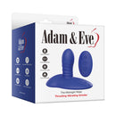 Adam & Eve The Midnight Rider Thrusting Grinder Blue packaging with features and product details displayed.