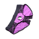 Strap U Lace Envy Pegging Set Purple and Black harness with lace design and crotchless detail.