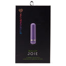 Nu Sensuelle Joie Rechargeable Silicone Bullet Purple packaging featuring a compact design and 15 vibration patterns.