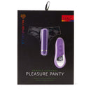 Nu Sensuelle Pleasure Panty Purple remote control packaging featuring adjustable lace panty and silicone bullet.