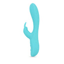 Nu Sensuelle Brandii Rabbit Vibrator Tiffany Blue showcasing its flexible shaft and soft clitoral stimulator.