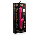 Nu Sensuelle Indii Rabbit Vibrator Pink in packaging showcasing its flexible shaft and motor features.