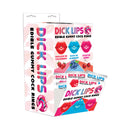 Dicklips Gummy Cock Rings Assorted Flavors 21 Piece Display featuring fruity gummy candy rings in strawberry, blueberry, and cherry.