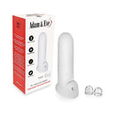 Adam & Eve Mr Thick Cock Sheath Penis Extender next to packaging and removable spacers for adjustable length.