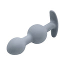 Adam & Eve Vibra-ball Trio Weighted Butt Plug Set Gray showing a silicone plug design for anal play.