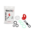 Adam & Eve Family Jewels 9 Piece Penis Ring Set featuring colorful silicone rings and a convenient package.