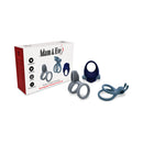 Adam & Eve Rockin' Rumbler Vibrating Cock Ring Set Gray featuring silicone enhancers and rechargeable bullet.