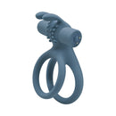 Adam & Eve Rockin' Rumbler Vibrating Cock Ring Set Gray close-up view of the silicone tickler ring.