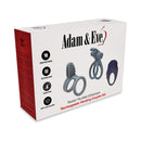 Adam & Eve Rockin' Rumbler Vibrating Cock Ring Set Gray box showcasing three silicone enhancers for couples.