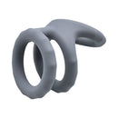 Adam & Eve Adam's Ridged Triple Cage Cock Ring Gray showcasing its soft, snug silicone design for enhanced performance.