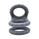 Adam & Eve Adam's Ridged Triple Cage Cock Ring Gray showcasing its three soft, snug loops in silicone design.