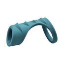 Adam & Eve Adam's Ridged Cage Silicone Cock Ring Teal, a dual-loop erection enhancer for better performance.