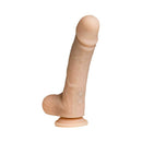 Adam & Eve The Money Shot Squirter Vibrating Dildo in realistic skin tone with sculpted head and detailed design.