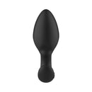 Adam & Eve Omega Vibrating Plug top view highlighting its tapered tip and smooth body.