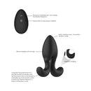 Adam & Eve Omega Vibrating Plug features vibration controls, silicone material, and magnetic charging.