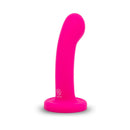 Together Pop 5 inch Silicone Dildo and Harness Set Pink, vibrant pink silicone dildo designed for shared pleasure.