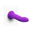 Together Duo 2 Pc 5.5 inch & 8 inch Dildo and Harness Set Purple shown side view of a purple dildo.