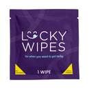 Sweetums Lucky Wipes Banana Flavor 10 Pack, individually packaged wipe, fun intimacy enhancement product.