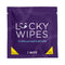 Sweetums Lucky Wipes Banana Flavor 10 Pack, individually packaged wipe, fun intimacy enhancement product.