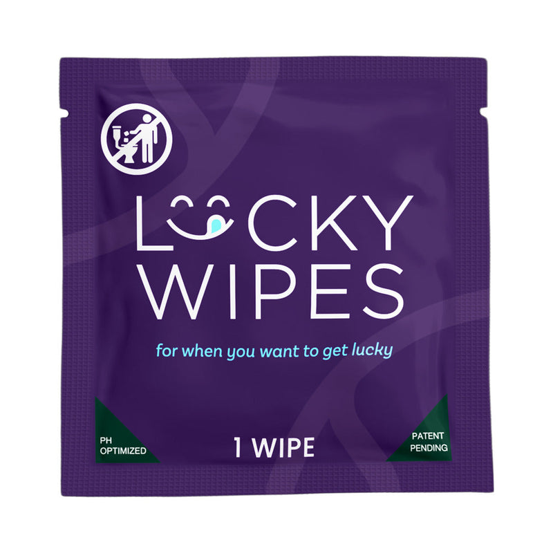 Sweetums Lucky Wipes Cucumber Flavor 10 Pack single wipe packaging for fresh intimacy.