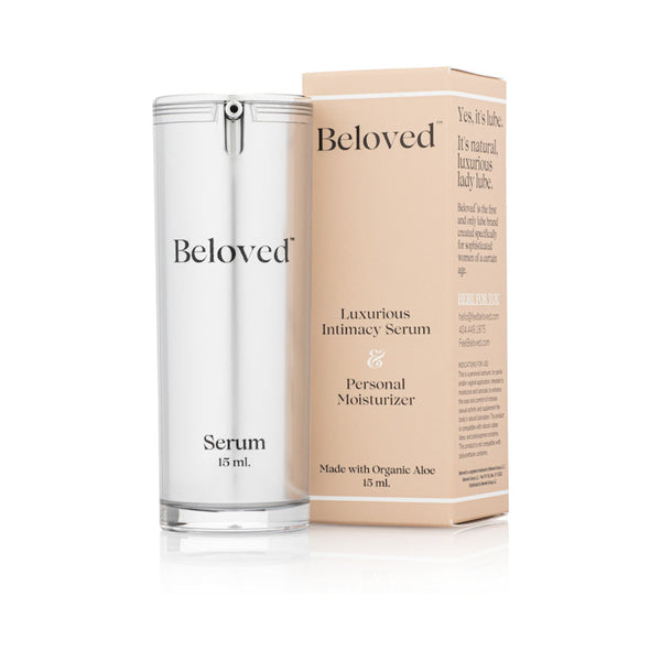 Beloved Luxurious Intimacy Serum 15 ml packaging and bottle for intimate wellness and moisture.