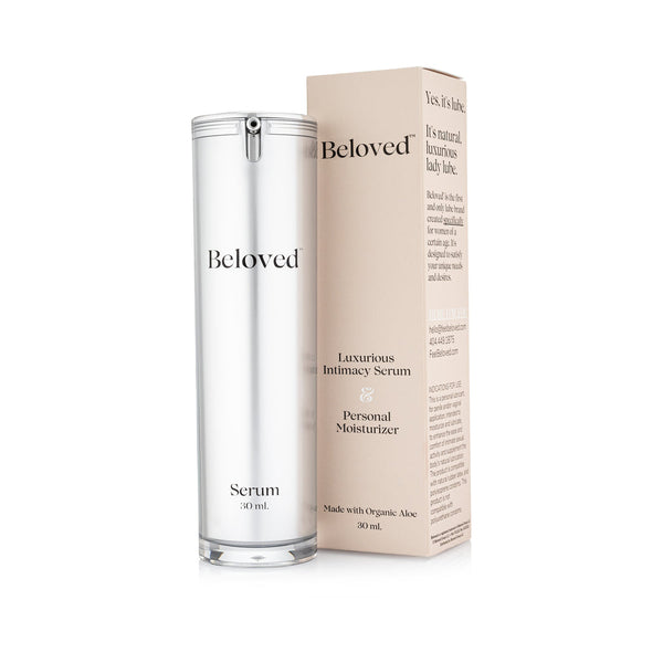 Beloved Luxurious Intimacy Serum 30 ml in sleek packaging, designed for hydration and intimate wellness.