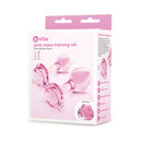b-Vibe Pink Roses Training Plug Set 2-Piece Glass Butt Plug Set with rose bases in elegant pink packaging