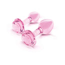b-Vibe Pink Roses Training Plug Set featuring two handcrafted glass anal plugs with rose bases in soft pink.