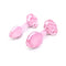 b-Vibe Pink Roses Training Plug Set featuring two elegant glass anal plugs in soft pink with rose bases.