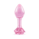 b-Vibe Pink Roses Training Plug Set - elegant pink glass anal plug with rose base design.