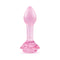 b-Vibe Pink Roses Training Plug Set featuring a pink glass anal plug with a rose base design.