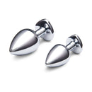 b-Vibe Jewel Metal Training Plug Set showcasing a sleek metal finish and elegant design in a 2-piece training set.
