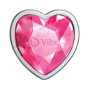 b-Vibe Jewel Metal Training Plug Set with pink jeweled heart base showcasing its elegant design and quality finish.
